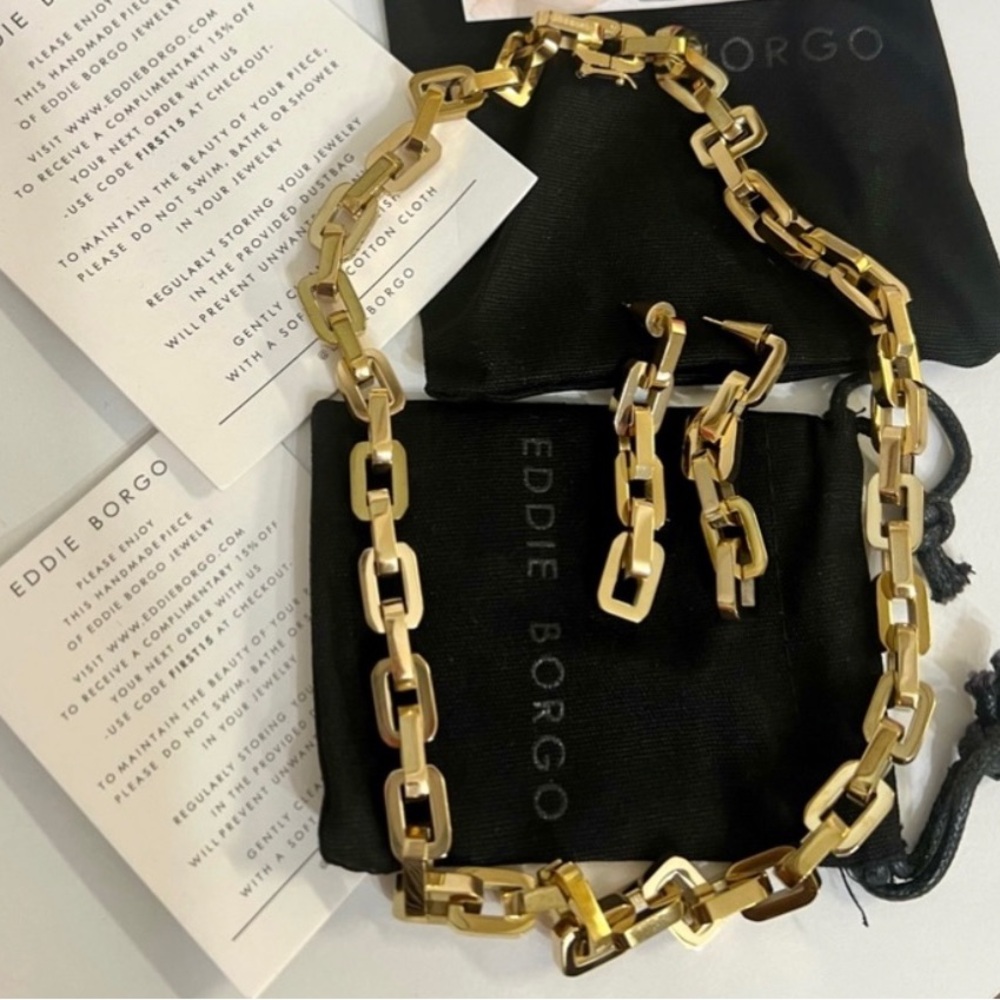 ✨EDDIE BORGO✨SUPRA LINK NECKLACE & EARRINGS SET